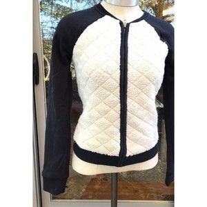 Abercrombie Kids girls L 11 12 jacket white black cotton blend sherpa Sweater